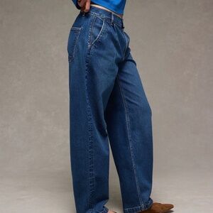 AE Strigid Low-Rise Baggy Barrel Jean Dark Shadow Sz 0 25w NWT